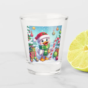 Cute Colorful Christmas duck Shot Glass