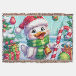 Cute Colorful Christmas duck Throw Blanket