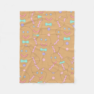 Cute Colorful Christmas Gingerbread Man Pattern Fleece Blanket