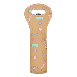 Cute Colorful Christmas Gingerbread Man Pattern Wine Bag