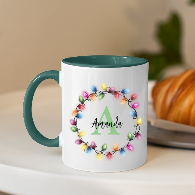 Cute colorful Christmas lights monogram Mug (Creator Uploaded)