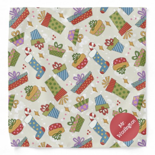 Cute Colorful Christmas Presents Design Bandana