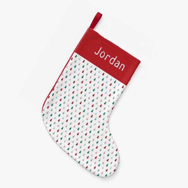 Cute Colorful Christmas Tree Pattern Small Christmas Stocking (Front (Hanging))