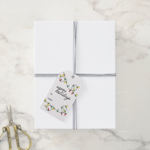 Cute Colorful Christmas Tree String Lights Gift Tags