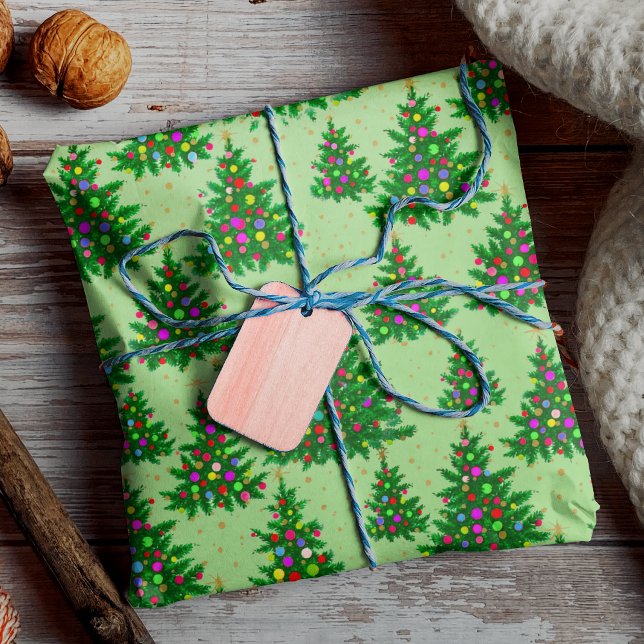 Cute colorful Christmas trees green Wrapping Paper (Creator Uploaded)
