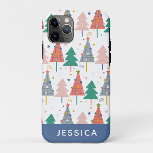 Cute Colorful Christmas Trees Pattern Personalized iPhone 11 Pro Case