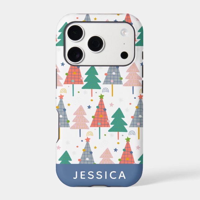 Cute Colorful Christmas Trees Pattern Personalized Iphone Case (Back)