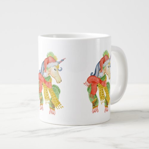 Cute colorful Christmas unicorn illustration Giant Coffee Mug