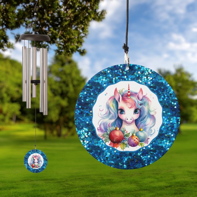 Cute Colorful Christmas Unicorn Wind Chime (Outdoor)