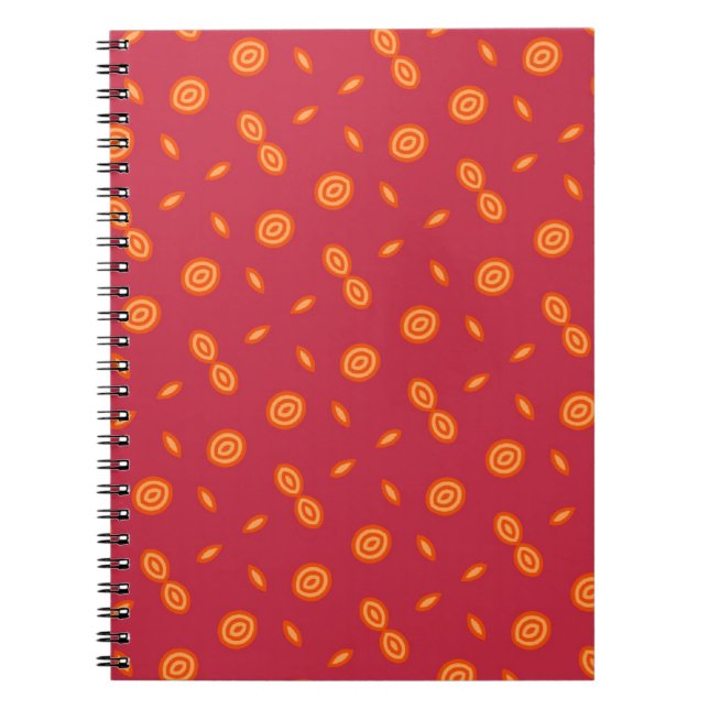 Cute colorful circles design cranberry notebook (Front)