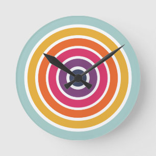 Cute Colorful Circles Pattern  Round Clock