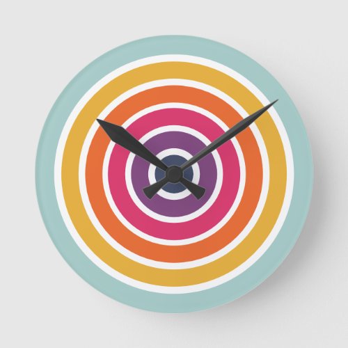 Cute Colorful Circles Pattern  Round Clock