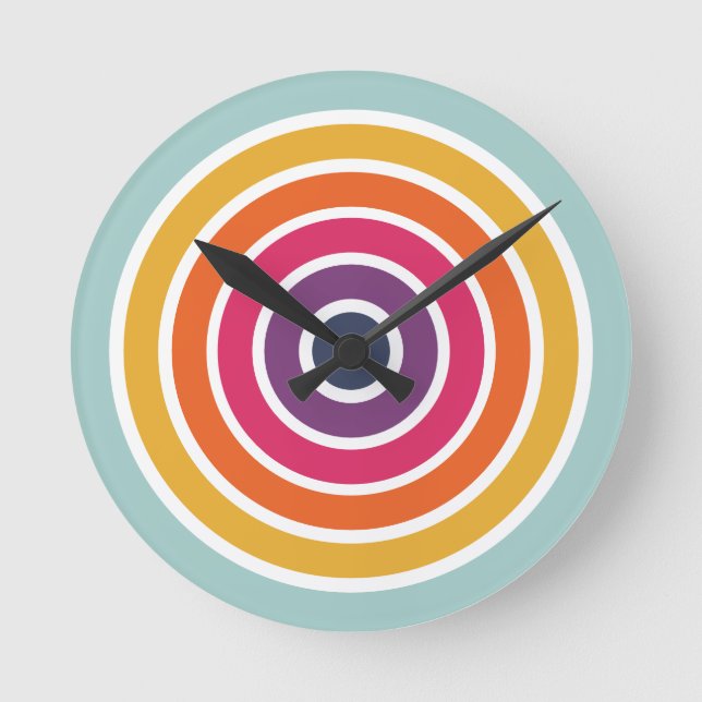 Cute Colorful Circles Pattern  Round Clock (Front)