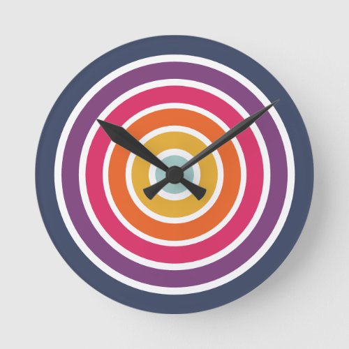 Cute Colorful Circles Pattern Round Clock