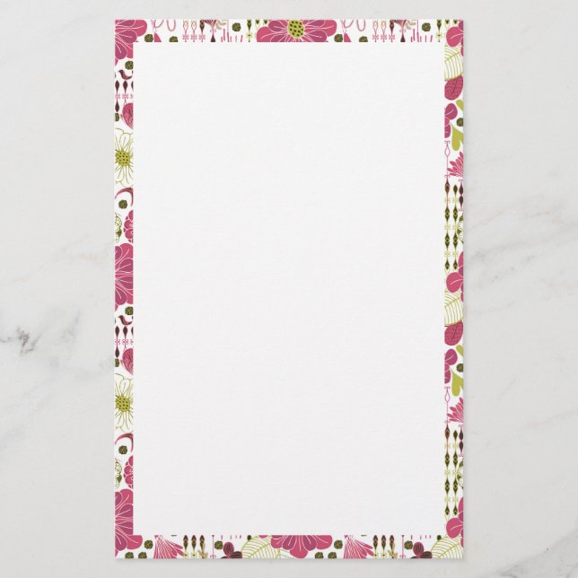 Cute colorful classic floral pattern stationery (Front)