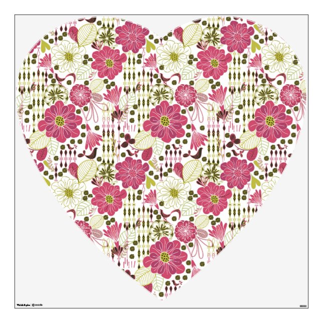 Cute colorful classic floral pattern wall sticker (Front)