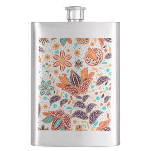Cute colorful classic floral patterns flask