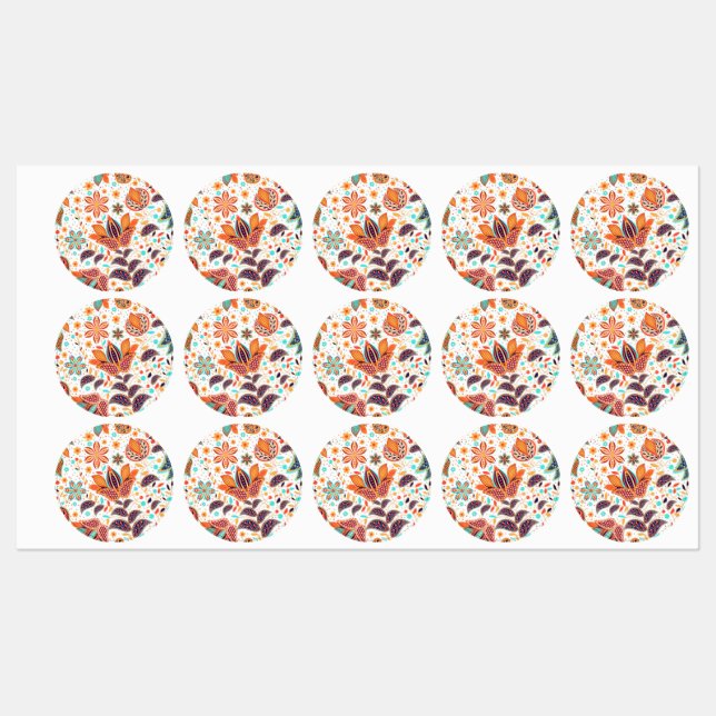 Cute colorful classic floral patterns labels (Sheet)