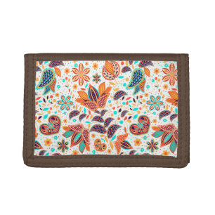 Cute colorful classic floral patterns trifold wallet