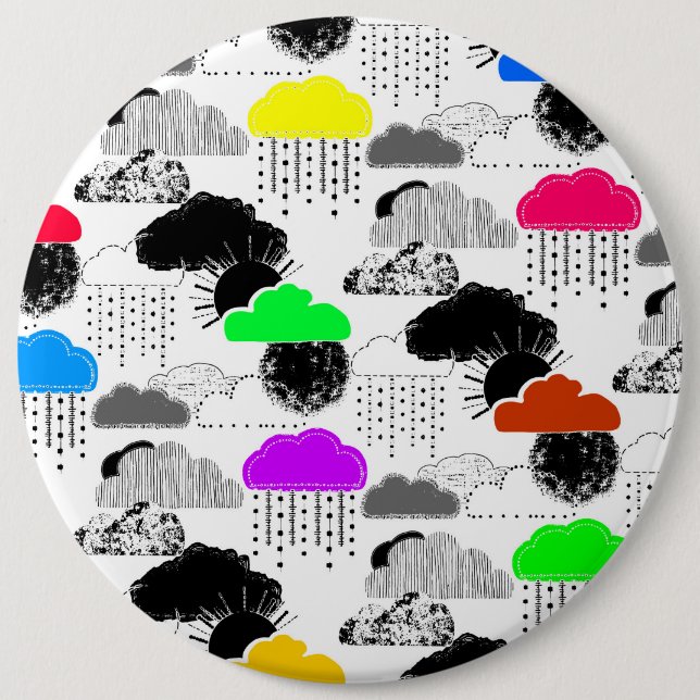 Cute colorful clouds patterns button (Front)