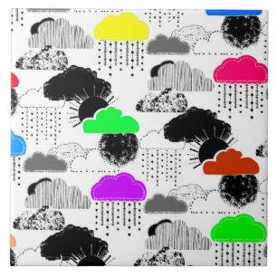 Cute colorful clouds patterns ceramic tile