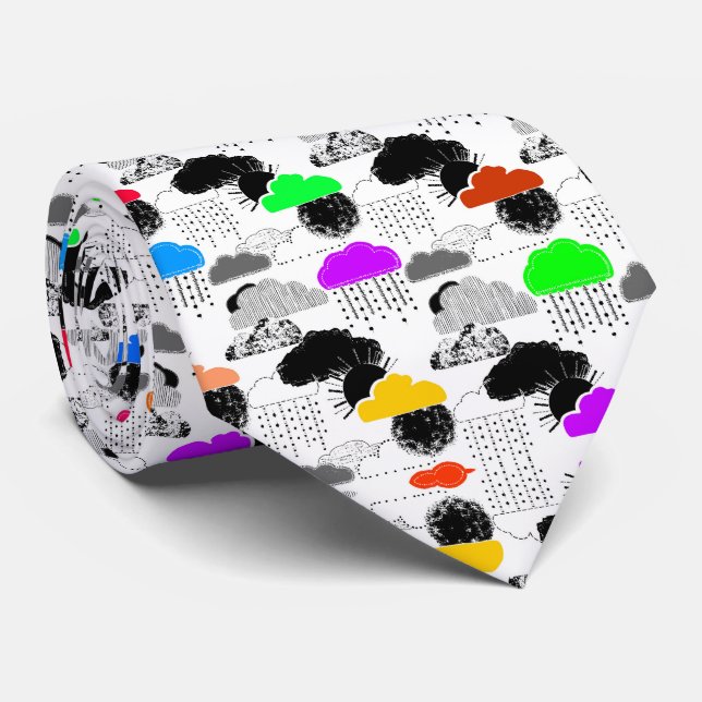 Cute colorful clouds patterns neck tie (Rolled)