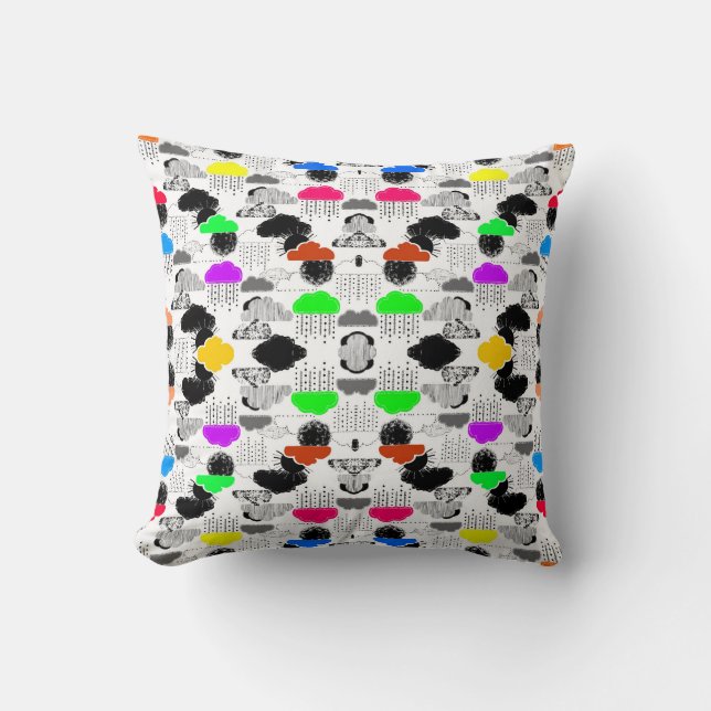 Cute colorful clouds patterns throw pillow (Front)
