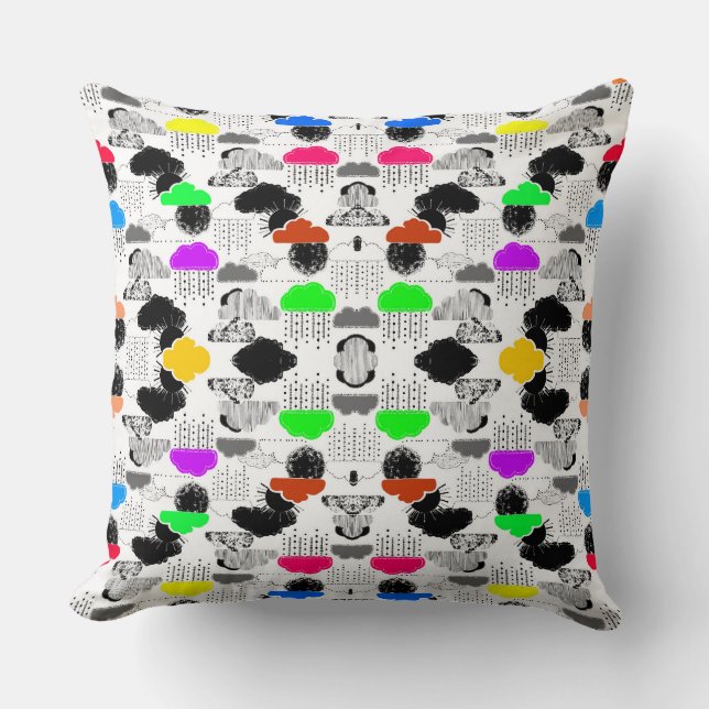 Cute colorful clouds patterns throw pillow (Front)