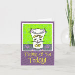 Cute Colorful Coffee Cat Thinking Of You Any Occasion Card