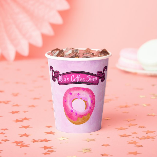 Cute Colorful Coffee Donut Shop Paper cup (Insitu)