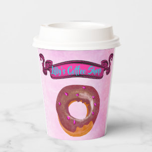 Cute Colorful Coffee Donut Shop Paper cup