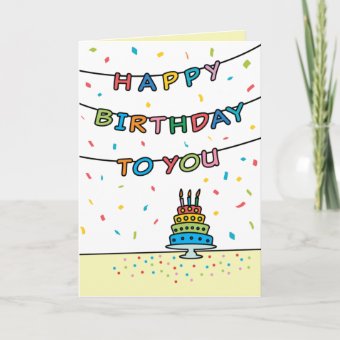 Cute Colorful Confetti and Streamers Birthday Card | Zazzle