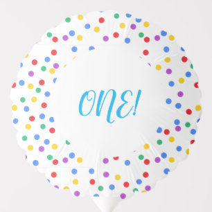 Cute Colorful Confetti Dots 1st Birthday Balloon