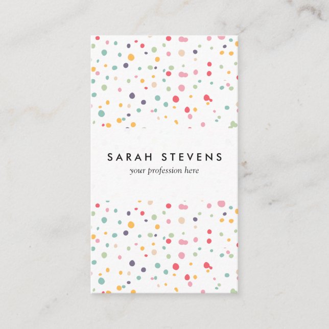 Cute Colorful Confetti Dots Pattern Business Card (Front)