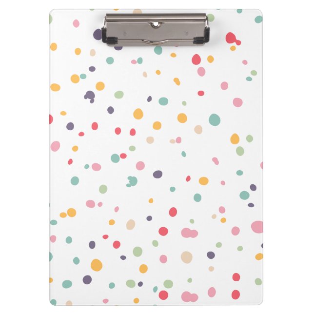Cute Colorful Confetti Dots Pattern Clipboard (Front)