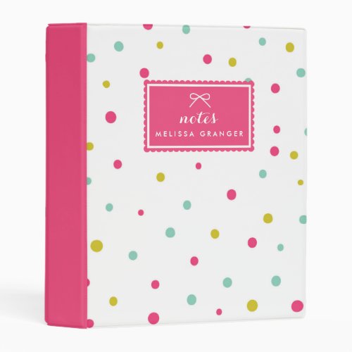 Cute Colorful Confetti Dots Pattern Customizable Mini Binder