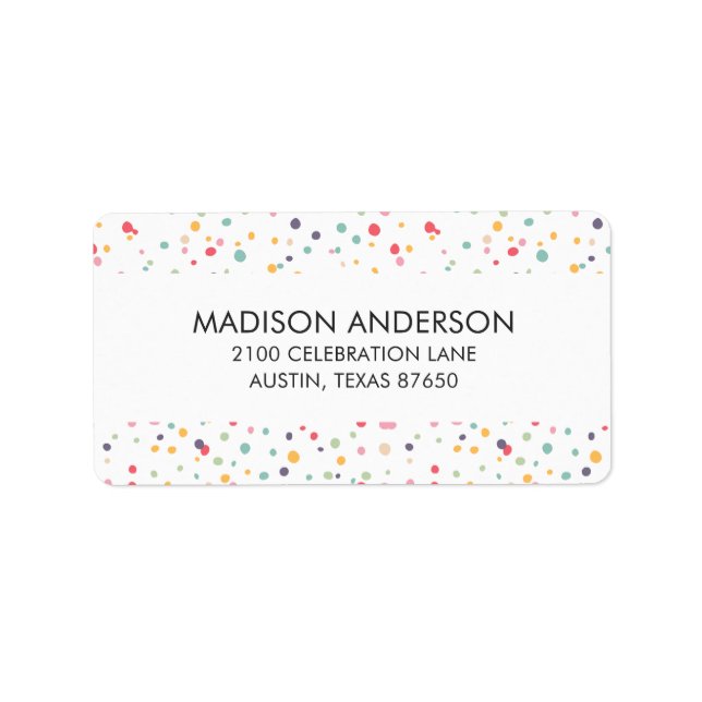 Cute Colorful Confetti Dots Pattern Label (Front)
