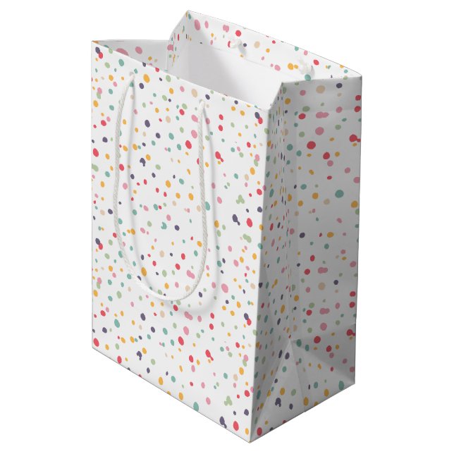 Cute Colorful Confetti Dots Pattern Medium Gift Bag (Back Angled)