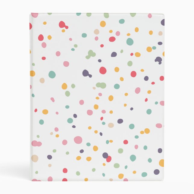 Cute Colorful Confetti Dots Pattern Mini Binder (Front)