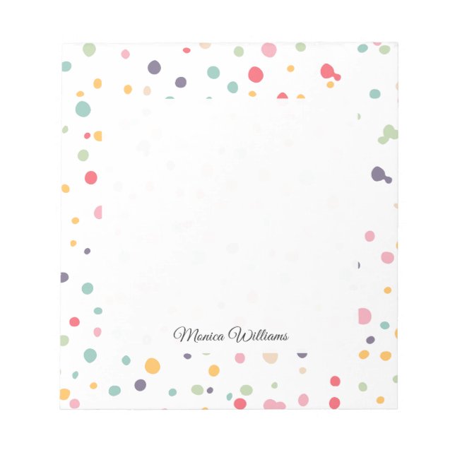 Cute Colorful Confetti Dots Pattern Notepad (Front)