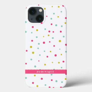 Cute Colorful Confetti Dots Pattern Personalized iPhone 13 Case