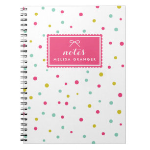 Cute Colorful Confetti Dots Pattern Personalized Notebook