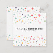 Cute Colorful Confetti Dots Pattern Square Business Card (Front/Back)