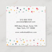 Cute Colorful Confetti Dots Pattern Square Business Card (Back)