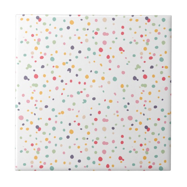 Cute Colorful Confetti Dots Pattern Tile (Front)