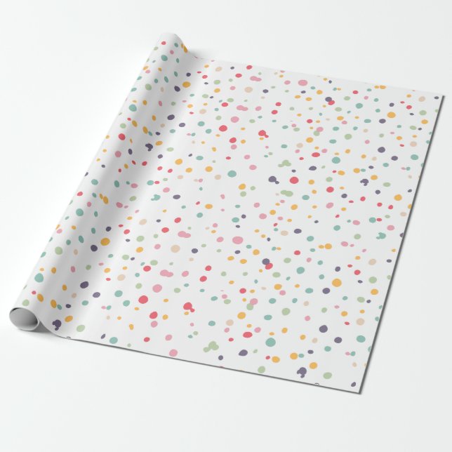 Cute Colorful Confetti Dots Pattern Wrapping Paper (Unrolled)