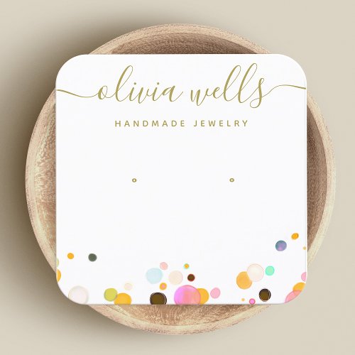 Cute Colorful Confetti  Earring Jewelry Square Business Card
