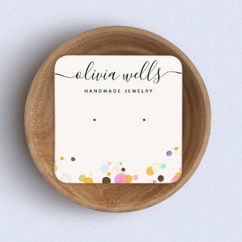 Cute Colorful Confetti  Earring Jewelry  Square Sq Square Business Card by creativedisplaycards at Zazzle