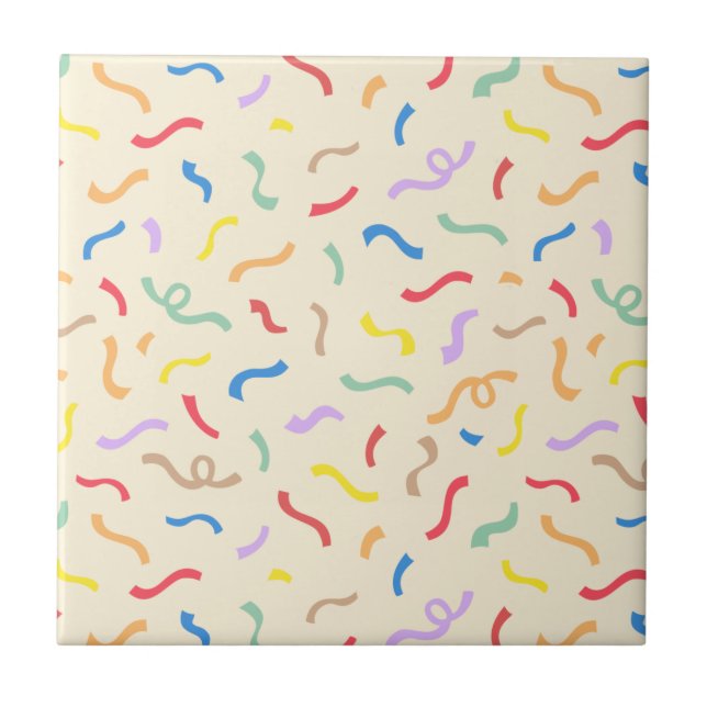 Cute Colorful Confetti Pattern Ceramic Tile (Front)