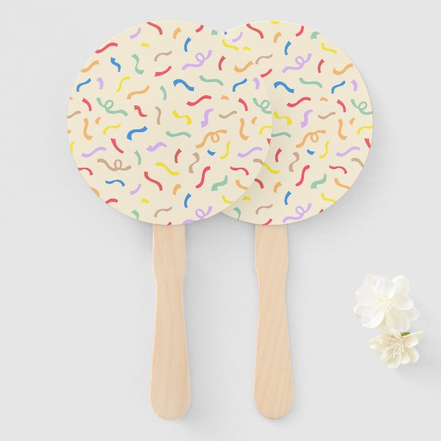 Cute Colorful Confetti Pattern Hand Fan (Front and Back)